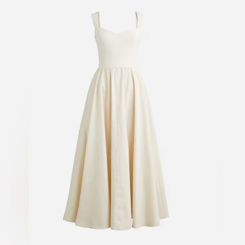 J. Crew Sweetheart Tank Maxi Dress Poplin A Line Skirt Natural CA647 Small NWT